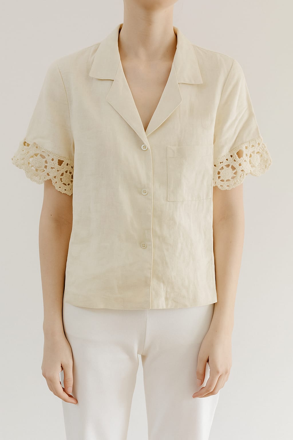 Karina Crochet Shirt Cream
