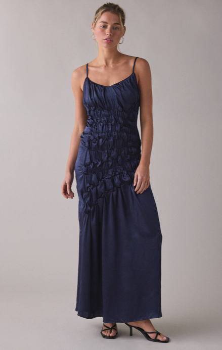 Amelia Satin Maxi Dress Navy