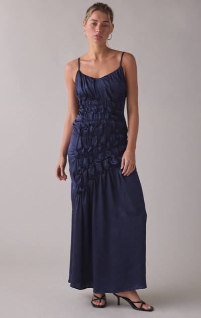 Amelia Satin Maxi Dress Navy