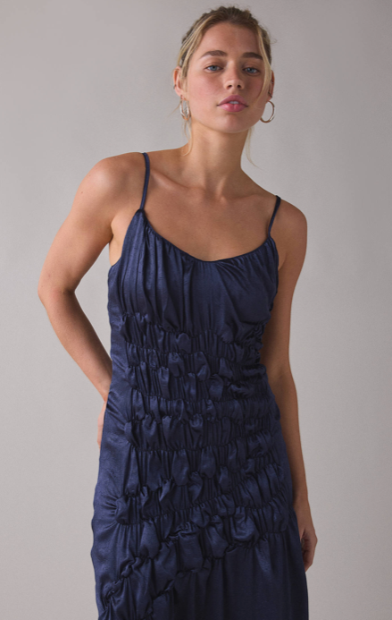 Amelia Satin Maxi Dress Navy