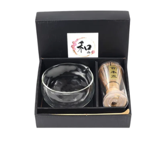 Matcha Glass Bowl with Whisk and Scoop