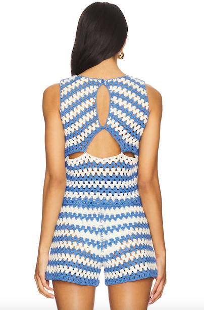 Cally Crochet Crop Top Blue White