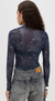 Iris Top Mesh Indigo Floral