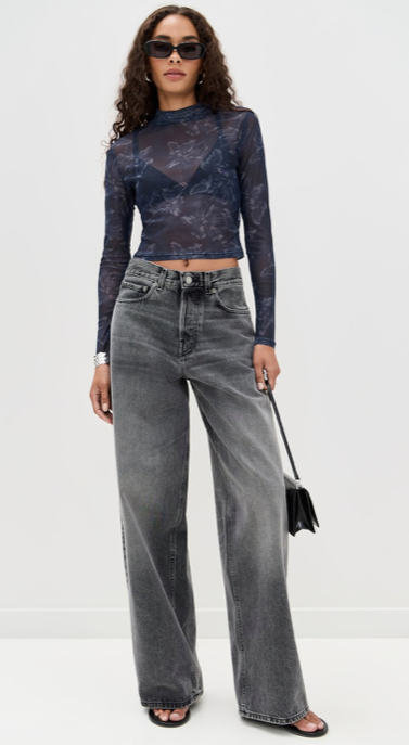 Iris Top Mesh Indigo Floral