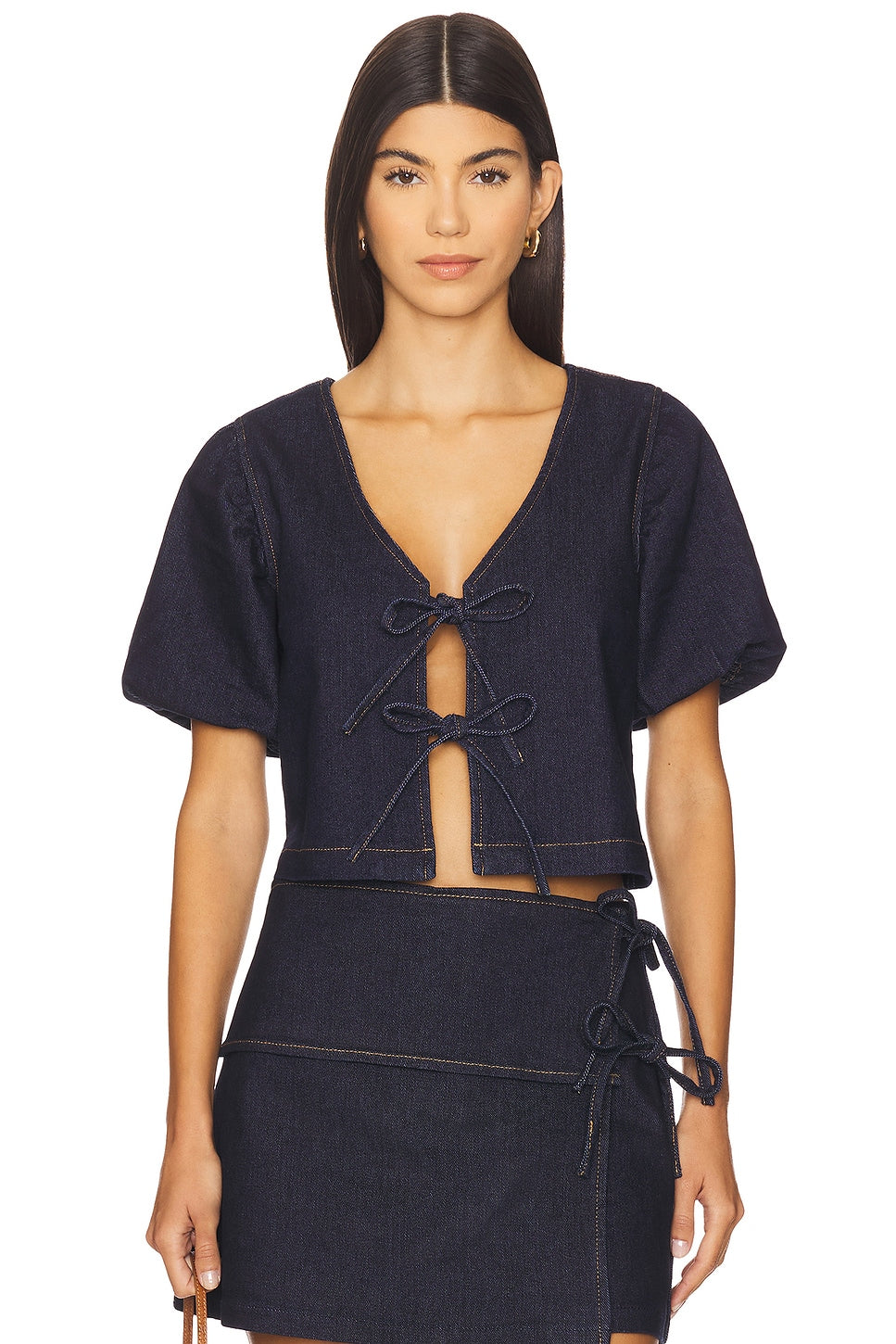 Raya Tie Front Top Indigo