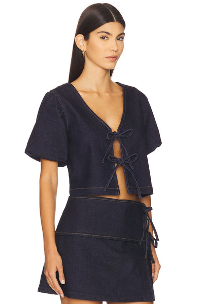 Raya Tie Front Top Indigo