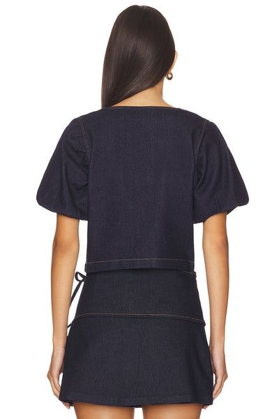 Raya Tie Front Top Indigo
