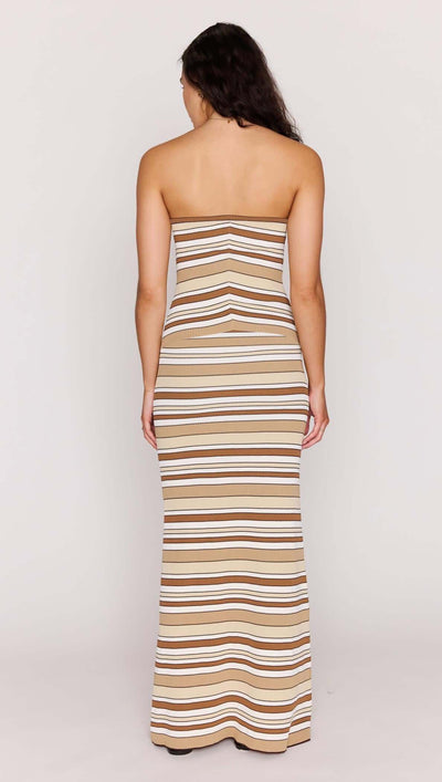 Vela Dress Midi Dress Stripe Brown White
