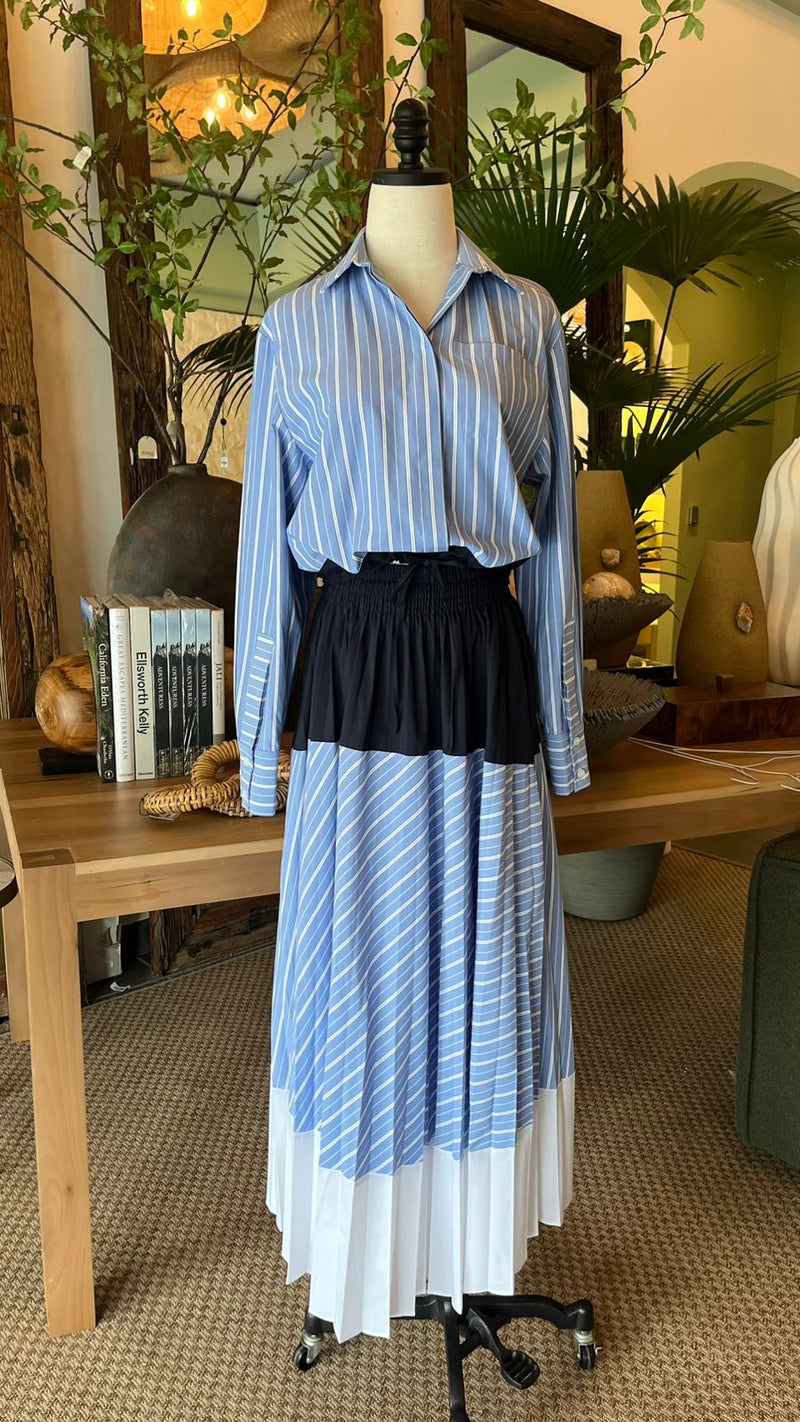 Aynur Shirt Navy Stripe Sky Blue