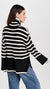Stripe Turtle Neck Long Knitted Top Black