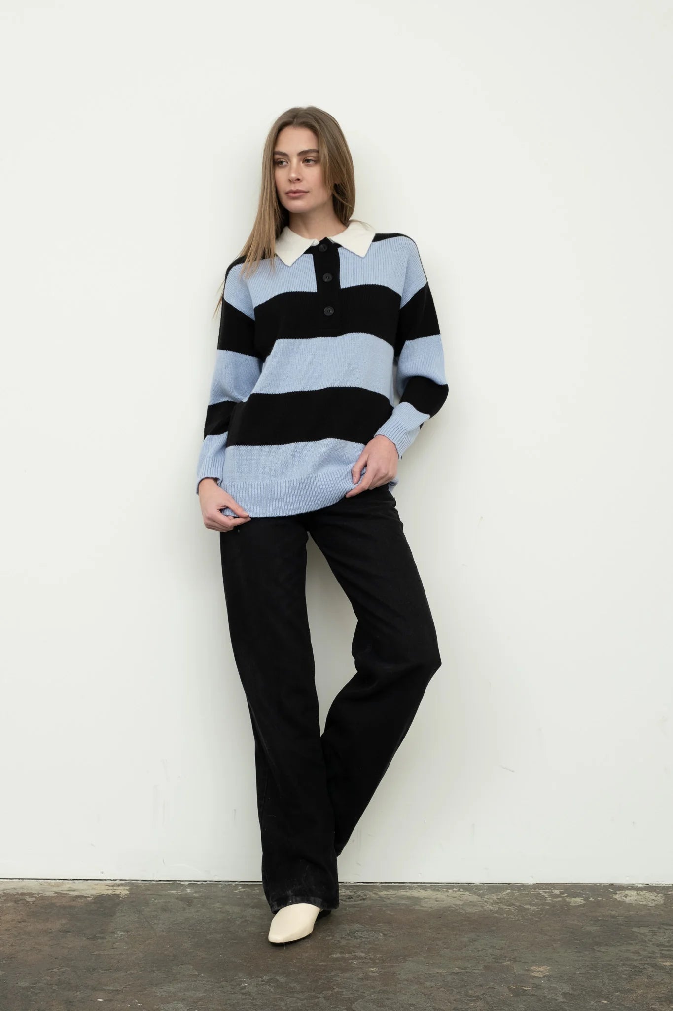 Alexa Stripe Sweater Light Blue