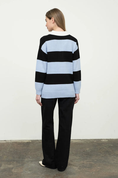 Alexa Stripe Sweater Light Blue