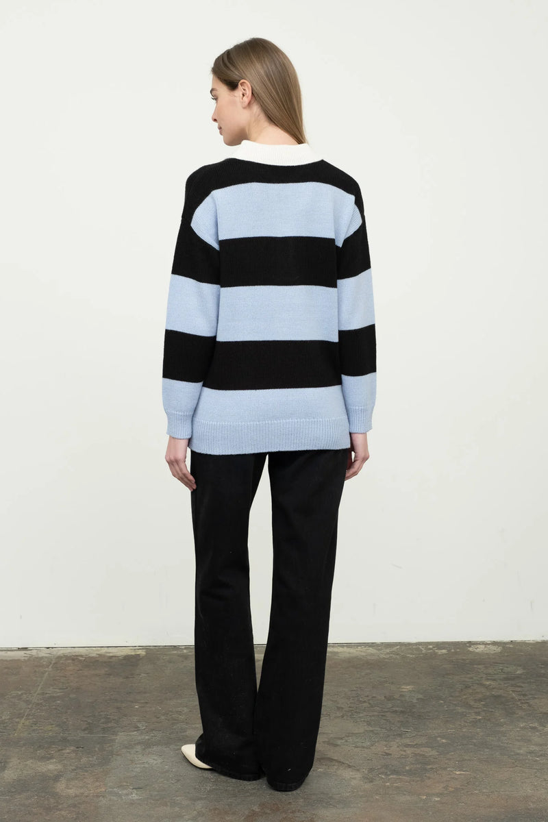 Alexa Stripe Sweater Light Blue