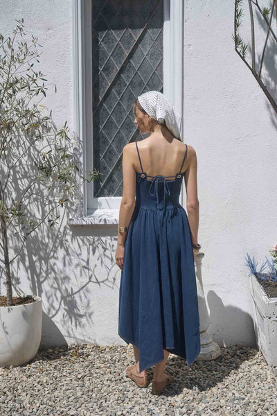 Fienis Dress Denim Midi Dress Indigo