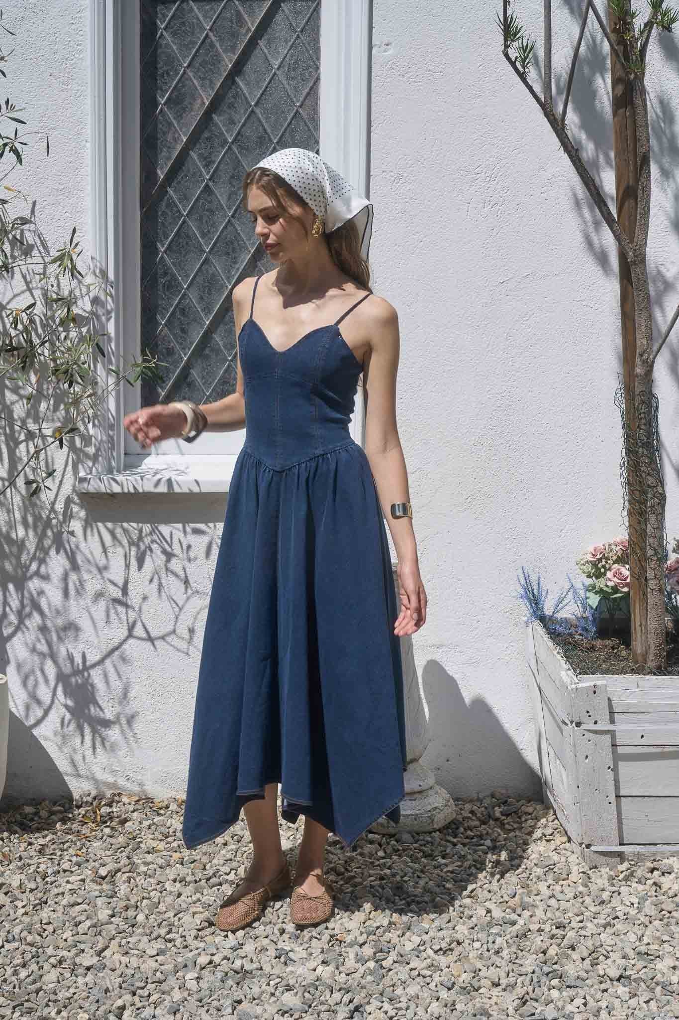 Fienis Dress Denim Midi Dress Indigo