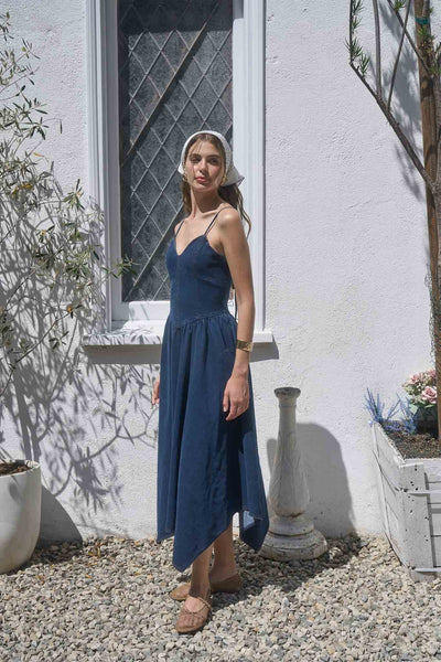 Fienis Dress Denim Midi Dress Indigo