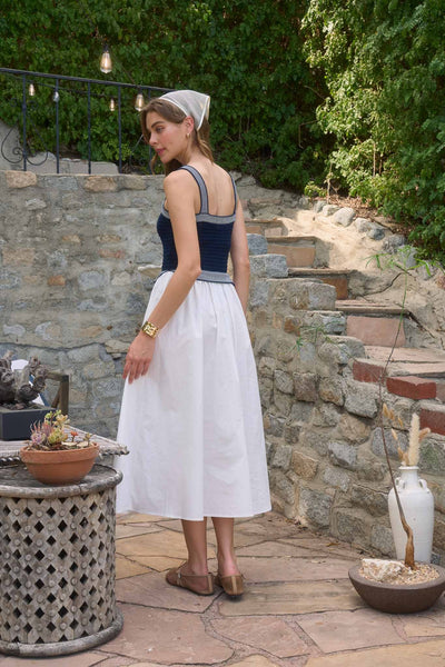 Edith Sweater Midi Dress Navy Off White