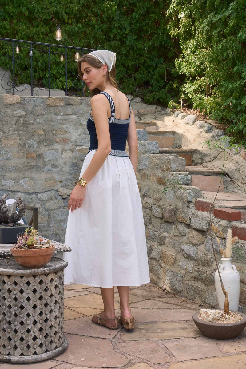 Edith Sweater Midi Dress Navy Off White
