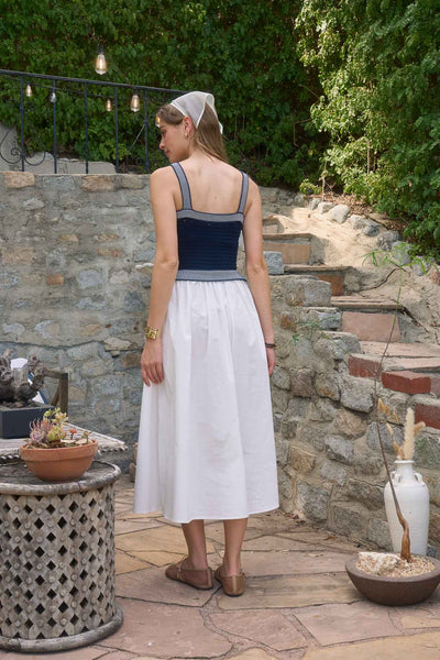 Edith Sweater Midi Dress Navy Off White