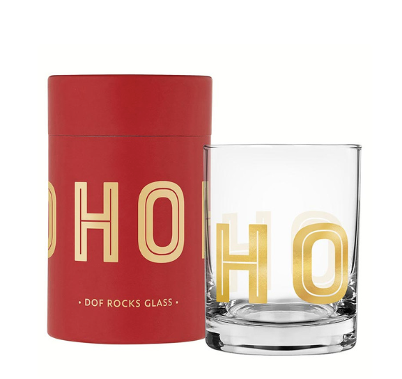 DOF Rocks Glass HO HO HO