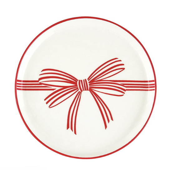 Red Bow Appetizer Plates Holiday Love