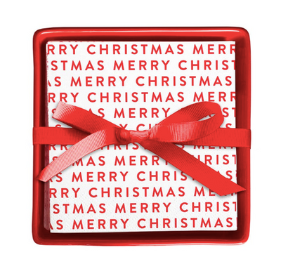 Ceramic Napkin Tray Napkins Merry Christmas Repeat