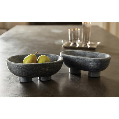 Charcoal Marble Footed Bowl M