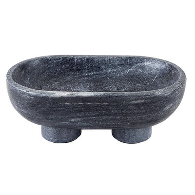 Charcoal Marble Footed Bowl M