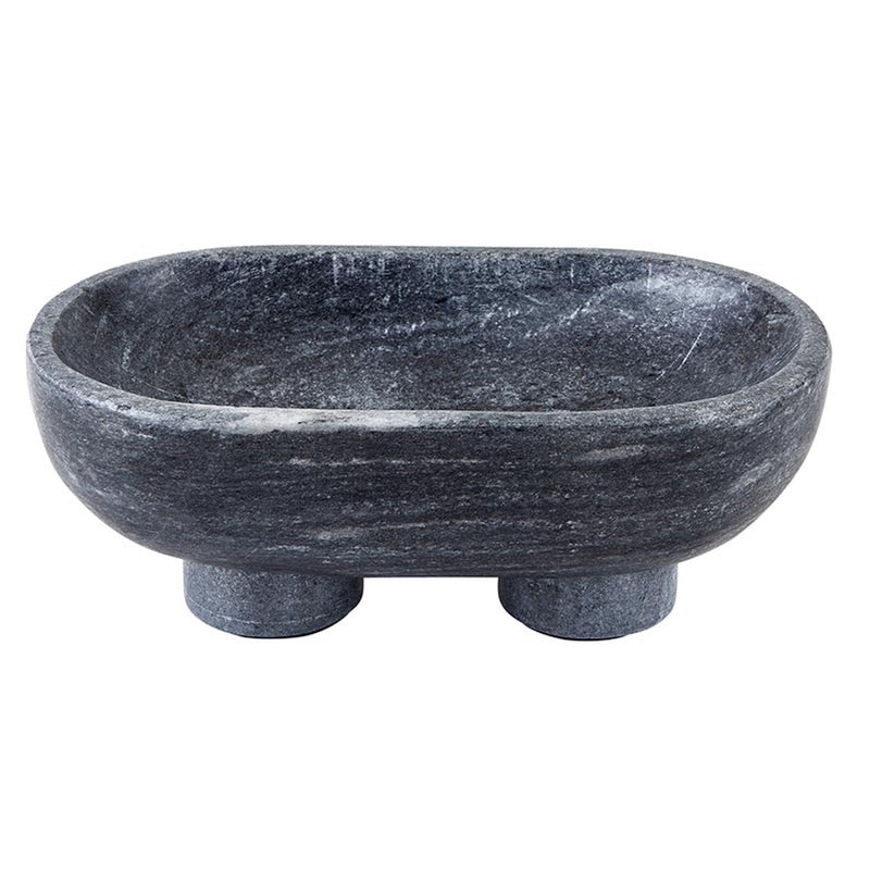 Charcoal Marble Footed Bowl M