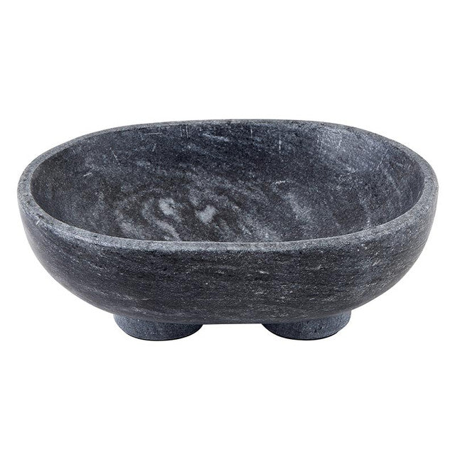 Charcoal Marble Footed Bowl L