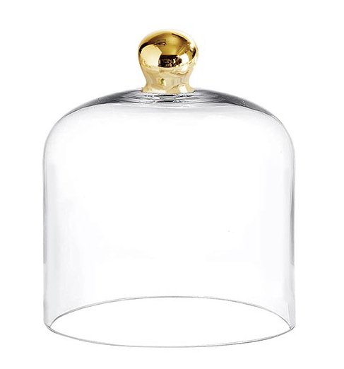 Glass Cloche with Gold Knob Medium