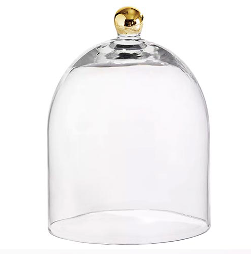 Glass Cloche with Gold Knob Small