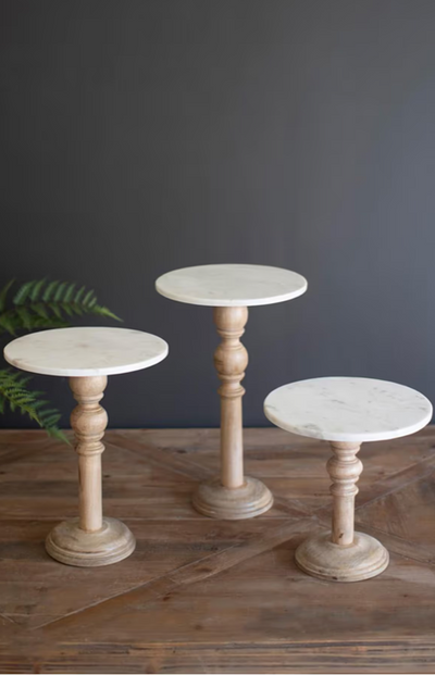 Wooden Display Stands w White Marble