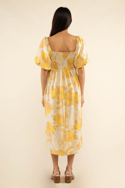 Nanea Floral Dress Yellow Natural