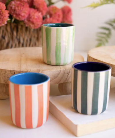 Striped Ceramic Container