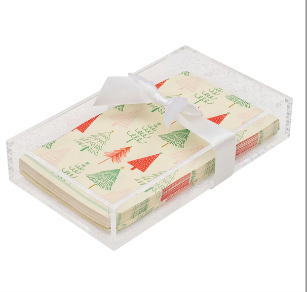 Christmas Guest Towel w Napkin Tray Vintage Santa