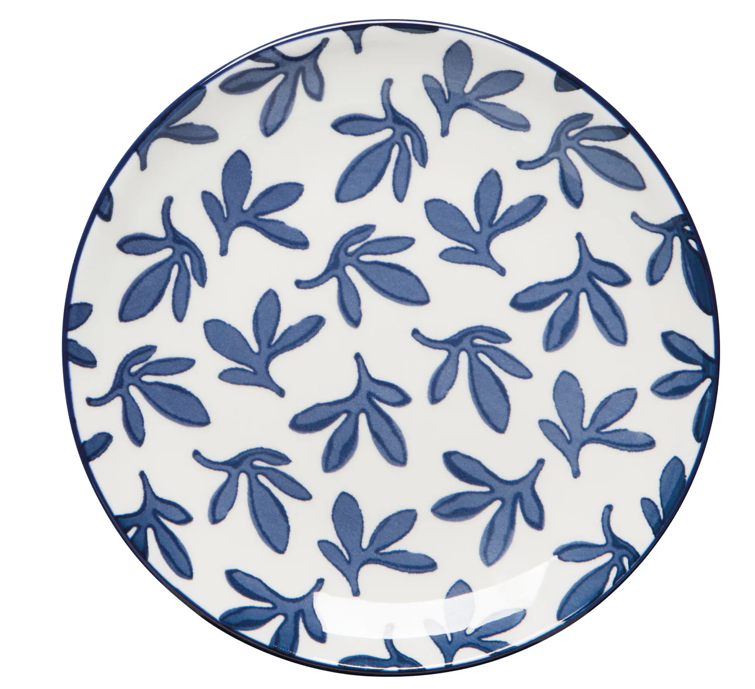 Blue Floral Stamped Appetizer Plate