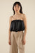 Brae Bubble Crop Satin Tube Top Black