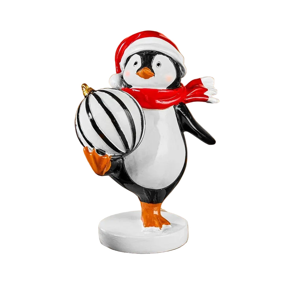 The Festive Penguin w Black and white Christmas Ball