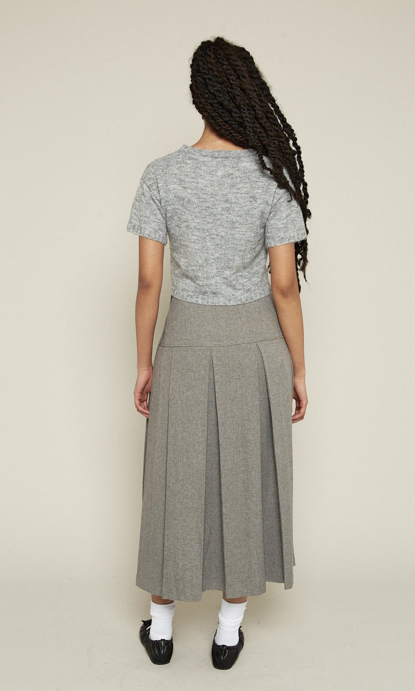 Doodle Embroided Crop Knit Top Grey
