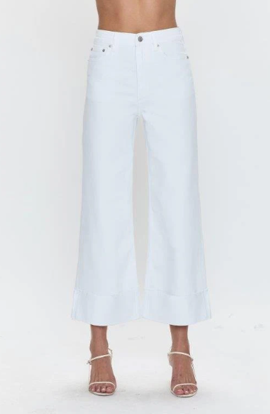 Lana Crop Cuff high Rise Ultra Wide Leg Vivid White