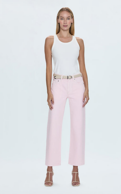 Lexi Mid Rise Bowed Straight Blush