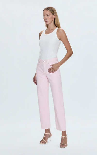 Lexi Mid Rise Bowed Straight Blush