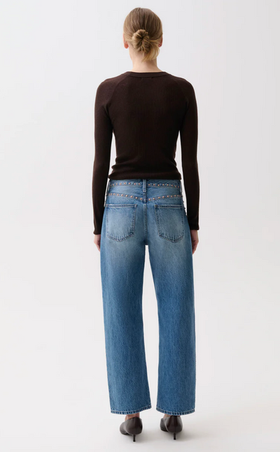 Lexi Mid Rise Bowed Straight Star Studded