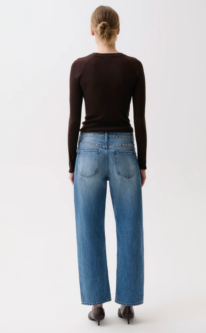 Lexi Mid Rise Bowed Straight Star Studded