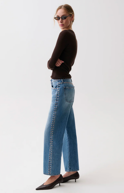 Lexi Mid Rise Bowed Straight Star Studded