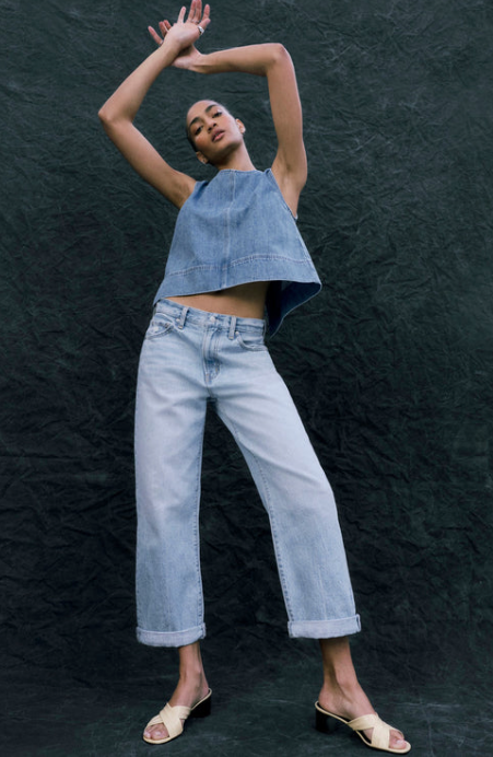 Donny Rolled Hem Boyfriend Jean Old Blues