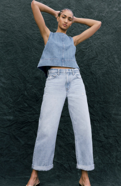Donny Rolled Hem Boyfriend Jean Old Blues