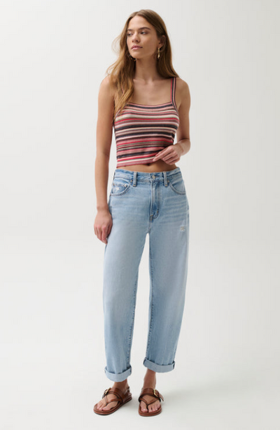 Donny Rolled Hem Boyfriend Jean Old Blues
