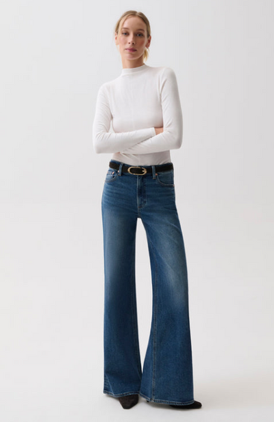 Vivian Mid Rise Wide Leg Blue Depths